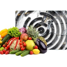 Reflexa Cam Kesme Tahtası Siyah/beyaz Spiral Mermer Desenli Çok Amaçlı 35 x 25 cm