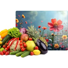 Reflexa Cam Kesme Tahtası Renkli Çiçek Desenli Çok Amaçlı 35 x 25 cm