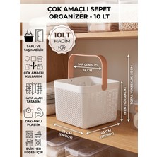 İndecor Houseware Dolap Içi Düzenleyici, Banyo, Mutfak Organizeri Kulplu Sepet, Dekoratif Saklama Kutusu, Banyo Düzenleyici Organizer 10LT