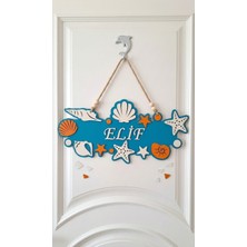 Pongee Deniz Temalı Isme Özel Ahşap Çocuk Odası Kapı Süsü Lazer Kesim 3D Katmanlı Bebek Oda Levhası & Doğum Hediyesi Bebek ve Çocuk Oda Levhası 43X21 cm
