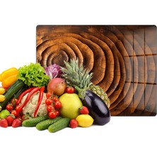 Reflexa Cam Kesme Tahtası Çok Renkli Ahşap Ağaç Desenli Çok Amaçlı 35 x 25 cm