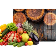 Reflexa Cam Kesme Tahtası Ahşap Ağaç Desenli Çok Amaçlı 35 x 25 cm