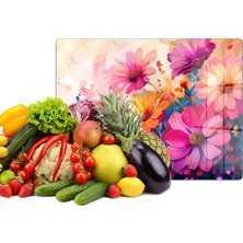 Reflexa Cam Kesme Tahtası Renkli Çiçek Desenli Çok Amaçlı 35 x 25 cm