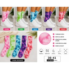 Daisy Tasarım Daisy Kadın Renkli Batik Desenli Soket Çorap 36-41 Pembe Yeşil Mavi Mor Kırmızı