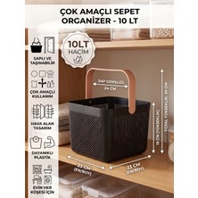 İndecor Houseware Dolap Içi Düzenleyici, Banyo, Mutfak Organizeri Kulplu Sepet, Dekoratif Saklama Kutusu, Banyo Düzenleyici Organizer 10LT