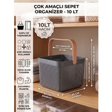 İndecor Houseware Dolap Içi Düzenleyici, Banyo, Mutfak Organizeri Kulplu Sepet, Dekoratif Saklama Kutusu, Banyo Düzenleyici Organizer 10LT
