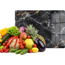 Reflexa Cam Kesme Tahtası Siyah Mermer Desenli Çok Amaçlı 35 x 25 cm