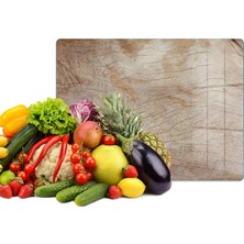 Reflexa Cam Kesme Tahtası Çok Renkli Ahşap Desenli Çok Amaçlı 35 x 25 cm