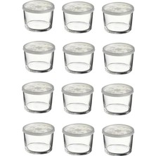 Paşabahçe Kapaklı Cam Saklama Kabı, 12 Li Set, Kahvaltılık, 220CC, Beyaz