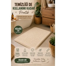 Open City Krem Banyo Paspası Yumuşak Kaymaz Tabanlı Su Emici Makinede Yıkanabilir Ev Paspas 40X60CM