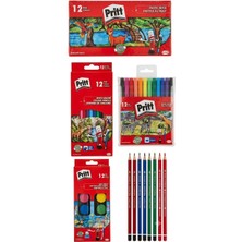 Pritt Boya Seti Sulu Boya+Kuru Boya+Keçeli Boya+Mum Pastel Boya+6 Adet Kurşun+2Adet Kırmızı Kalem