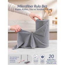 Enfa (20'li Rulo) Çok Amaçlı %100 Mikrofiber Temizlik Bezi "bevaz" 25X32 Büyük Ebat Kopart Kullan