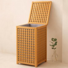 Enco Store Kalın Bambu Kirli Çamaşır Sepeti 40X40X58 cm