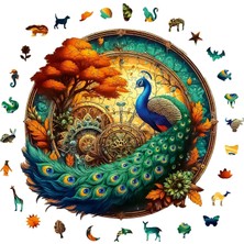 Ahşap Puzzle Yetişkin - Tavus Kuşu - 220 Parça, 29 x 28 cm - Yapıştırıcı Folyo Dahil - Benz