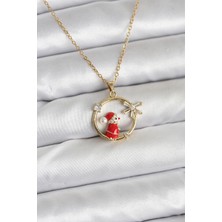 Enco Store 316L Çelik Zincir Gold Zirkon Taşlı Yılbaşı Tema Kadın Kolye
