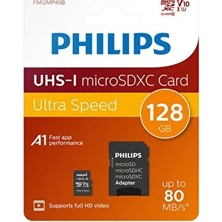 Philips Phılıps FM12MP45B/00, 128GB, Sdxc, Uhs-I, U1, CLASS10, Microsd Kart Bellek (Sd Adaptörlü)