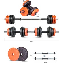 Spor 12 kg Multifonksiyonel Turuncu Siyah Halter Seti ve Dambıl Seti