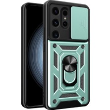 Enco Store Samsung Galaxy S24 Ultra Kılıf Pars Lens Yüzüklü Silikon - Yeşil