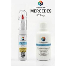 COLORGUARD Mercedes-Benz 147 Beyaz İğneli & Fırçalı Şişe Rötuş Boyası ve Yüzey Temizleme Solüsyonu Seti