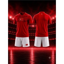 Türkiye Fifa 2026 Dünya Kupası Isimsiz Çocuk Forması 2'li Set (Red)