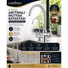 Luminoo 3 Yollu Kendiliğinden Arıtma Su Makinesi Mutfak Bataryası Krom Iç Yapı Bakır Döner Borulu Siyah Veya Gümüş Renk
