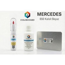 COLORGUARD Mercedes-Benz 650 Kalsit Beyaz Rötuş Seti - 2 si 1 Arada İğne ve Fırça Uçlu Şişe, Solüsyon ve Rötuş Çeliği