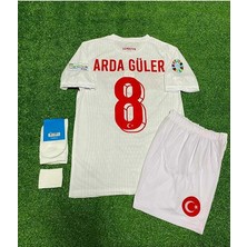 Türkiye 2024 Arda-Güler Beyaz Iç Saha Çocuk Forması 4'lü Set (Euro 2024 Patch) Beyaz