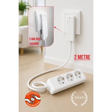 ARYES 3’lü 2 Metre Topraklı Uzatma Prizi 3x1,5 Mm² Ttr Bakır Kablolu Ultra Ince Fişli