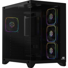Powerboost PB-C9025B Sea Vıew Atx 4x Argb Pwm Fan 80+ Bronze Siyah Akvaryum 750W Gamıng Kasa