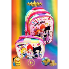 TAN EXPRESS 2'li Set Lüx Okul Sırt Çantası Üç Gözlü + Beslenme Çantası Ilköğretim Kız 40X29X17 cm  1 Set (Videolu)