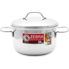 Zebra Thailand Zebra Paslanmaz Çelik Tencere 24 cm Extreme Infinity, 6,2 Litre, Çelik Kapaklı