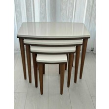 Deniss Home  Roma Serisi 4 Lü Lüx Mdf Ahşap Zigon Sehpa Ceviz