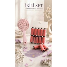 Invictus Design Kadın Pembe Süngerli Klipsli Gece Bigudisi Isısız Saç Şekillendirme Doğal Dalga Bukle Bigudisi ve 3 Boyutlu Profesyonel Yuvarlak Kolay Tarama Saç Açma Tarak Set