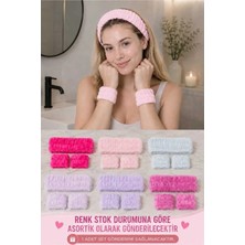 Invictus Design Mikrofiber Welsoft Emici Peluş Makyaj Yüz Cilt Bakımı ve Yıkama Kol Bandı Sporcu Banyo Spa Saç Taç Bileklik 2'li Set