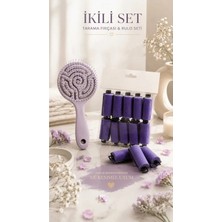 Invictus Design Kadın Mor Süngerli Klipsli Gece Bigudisi Isısız Saç Şekillendirme Doğal Dalga Bukle Bigudisi ve 3 Boyutlu Profesyonel Yuvarlak Kolay Tarama Saç Açma Tarak Set