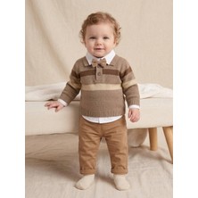 Concept Hırka+Papyon+Keten Pantolon 3'lü Erkek Bebek Takım Beli Lastikli Esnek Rahat Yenidoğan Bebek Takım