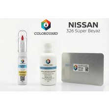 COLORGUARD Nissan 326 Süper Beyaz Rötuş Seti - 2 si 1 Arada İğne ve Fırça Uçlu Şişe, Solüsyon ve Rötuş Çeliği