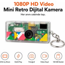 Ayers G6 Premium Thumb Mini Retro Dijital Kamera 1080P Hd Video Kayıtlı, 0.96 Inç Ekranlı, Dahili Flaşlı, Fotoğraf ve Video Çekimli, 128 GB Hafıza Kartı Destekli Anahtarlık Cep Kamerası