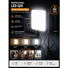 Azurtech Profesyonel 26CM LED Işık 3 Renk Modlu 2 Metre Tripod Standlı Ayarlanabilir Masa Lambası Aydınlatma