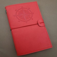 Zenviaa Pusula Tasarımlı Kırmızı Deri Defter ZNV2412