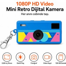 Ayers G6 Premium Thumb Mini Retro Dijital Kamera 1080P Hd Video Kayıtlı, 0.96 Inç Ekranlı, Dahili Flaşlı, Fotoğraf ve Video Çekimli, 128 GB Hafıza Kartı Destekli Anahtarlık Cep Kamerası