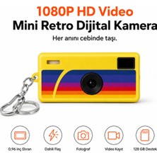 Ayers G6 Premium Thumb Mini Retro Dijital Kamera 1080P Hd Video Kayıtlı, 0.96 Inç Ekranlı, Dahili Flaşlı, Fotoğraf ve Video Çekimli, 128 GB Hafıza Kartı Destekli Anahtarlık Cep Kamerası