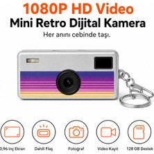 Ayers G6 Premium Thumb Mini Retro Dijital Kamera 1080P Hd Video Kayıtlı, 0.96 Inç Ekranlı, Dahili Flaşlı, Fotoğraf ve Video Çekimli, 128 GB Hafıza Kartı Destekli Anahtarlık Cep Kamerası