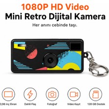 Ayers G6 Premium Thumb Mini Retro Dijital Kamera 1080P Hd Video Kayıtlı, 0.96 Inç Ekranlı, Dahili Flaşlı, Fotoğraf ve Video Çekimli, 128 GB Hafıza Kartı Destekli Anahtarlık Cep Kamerası