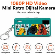 Ayers G6 Premium Thumb Mini Retro Dijital Kamera 1080P Hd Video Kayıtlı, 0.96 Inç Ekranlı, Dahili Flaşlı, Fotoğraf ve Video Çekimli, 128 GB Hafıza Kartı Destekli Anahtarlık Cep Kamerası