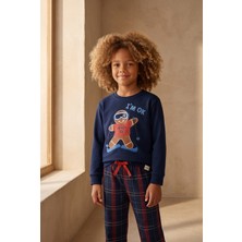Katia & Bony Erkek Çocuk Snowboard Sweatshirt Pijama Üstü Lacivert