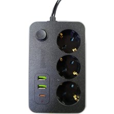 Zenviaa 3 Lü Akım Korumalı 2 Adet USB 1 Adet Type-C Girişli Priz 3414 ZNV2412