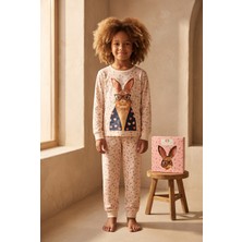 Kız Çocuk Tavşan Desenli Kutulu Pijama Takımı