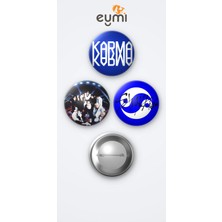 Eymi Design Stray Kids Karma Albüm 3'lü Metal Rozet Seti 58MM Iğneli Buton Çanta Yaka Rozeti
