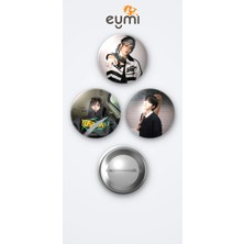 Eymi Design Lngshot Kpop Grubu Ohyul 3'lü Metal Rozet Seti 58MM Iğneli Buton Çanta Yaka Rozeti